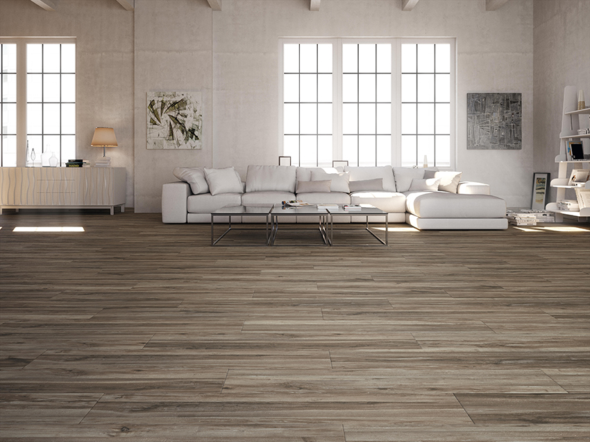 Wood look store tile flooring