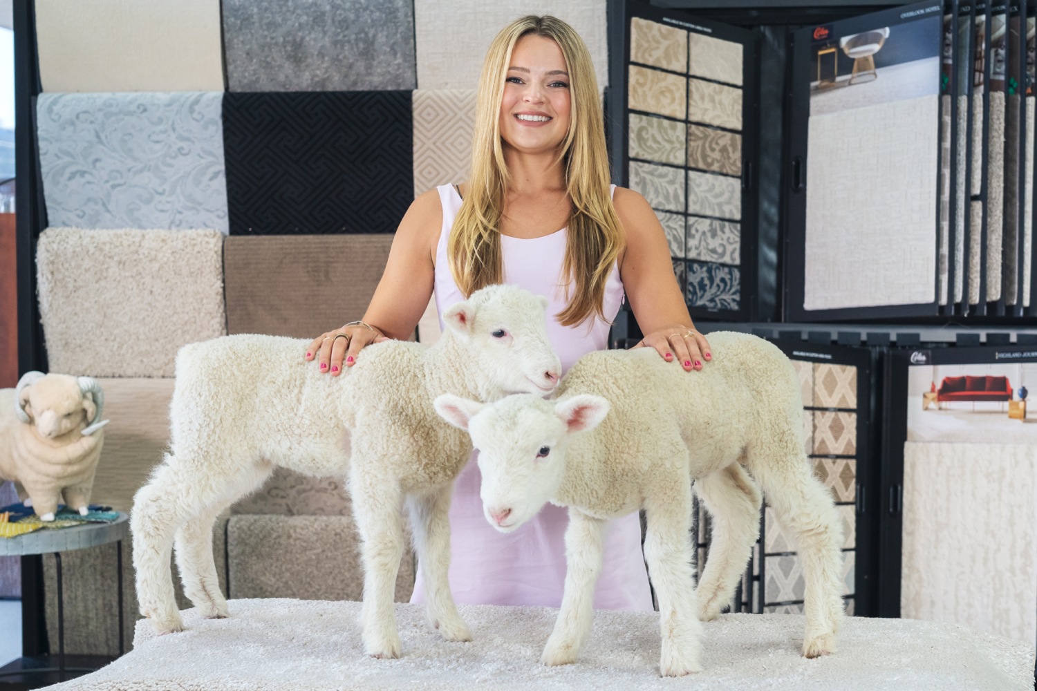 Lauren with two sheep