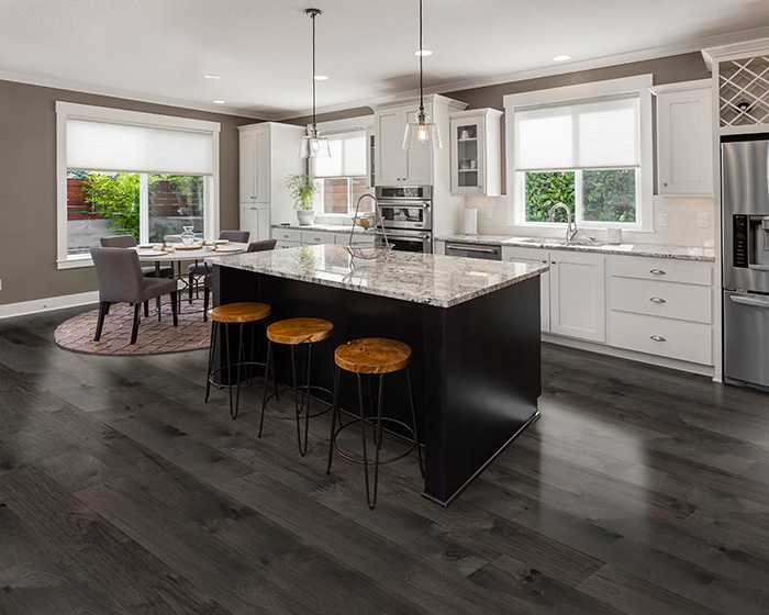 Coles Fine Flooring | dark grey kitchen hardwood floor