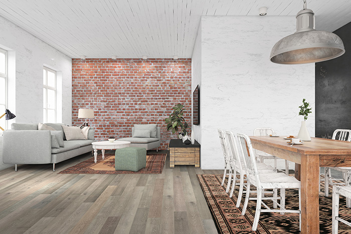 Coles Fine Flooring | living room grey hardwood floor