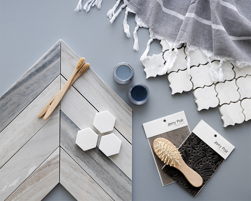 Coles Fine Flooring | Tile flatlay blue and grey