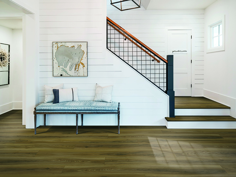 Hardwood Floors on stairs and living room.