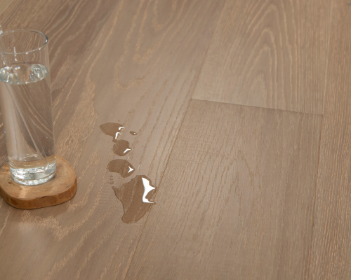 luxury vinyl plank being tested by water